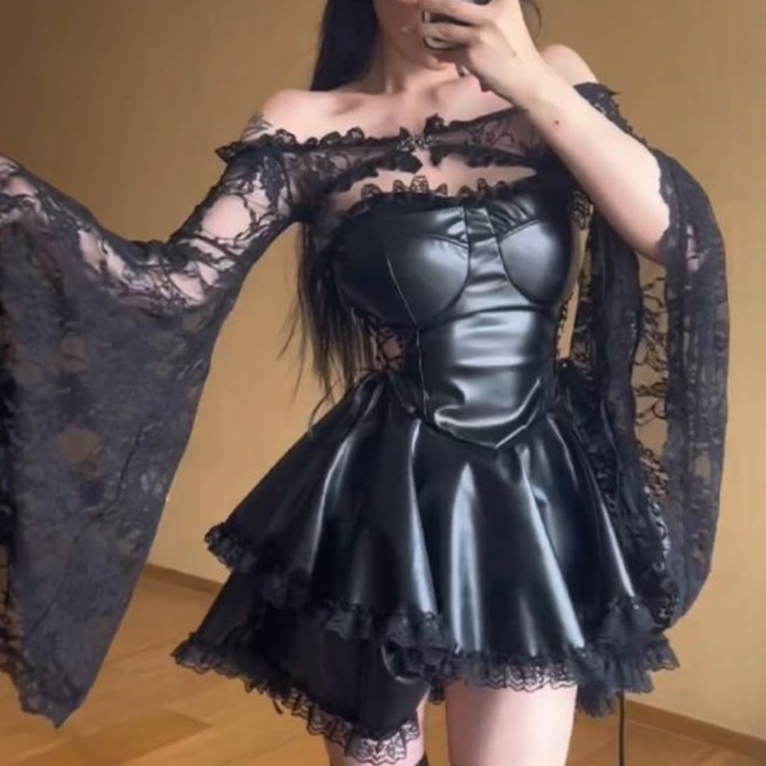 Strapless Lace Patchwork Two-piece Dress Set
