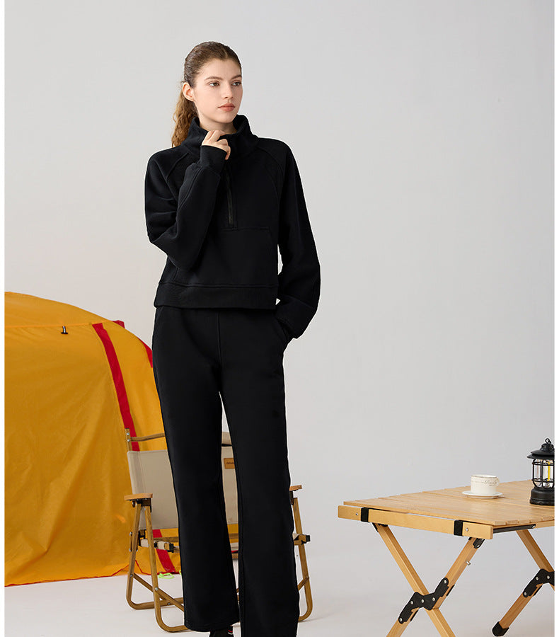 Women's Cozy Half-Zip Fleece Pullover Warm Sweater