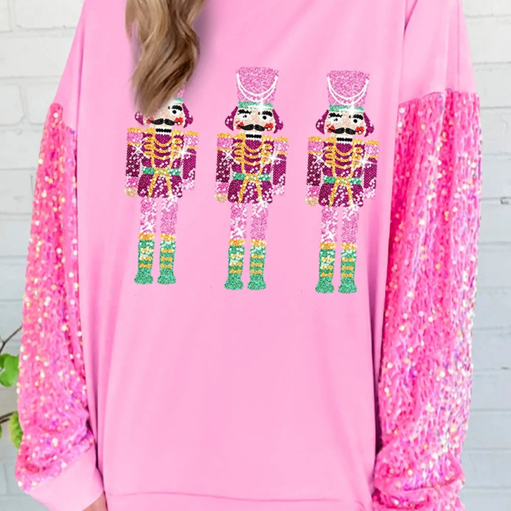 Women's Festive Sequin Padded Christmas Sweatshirt
