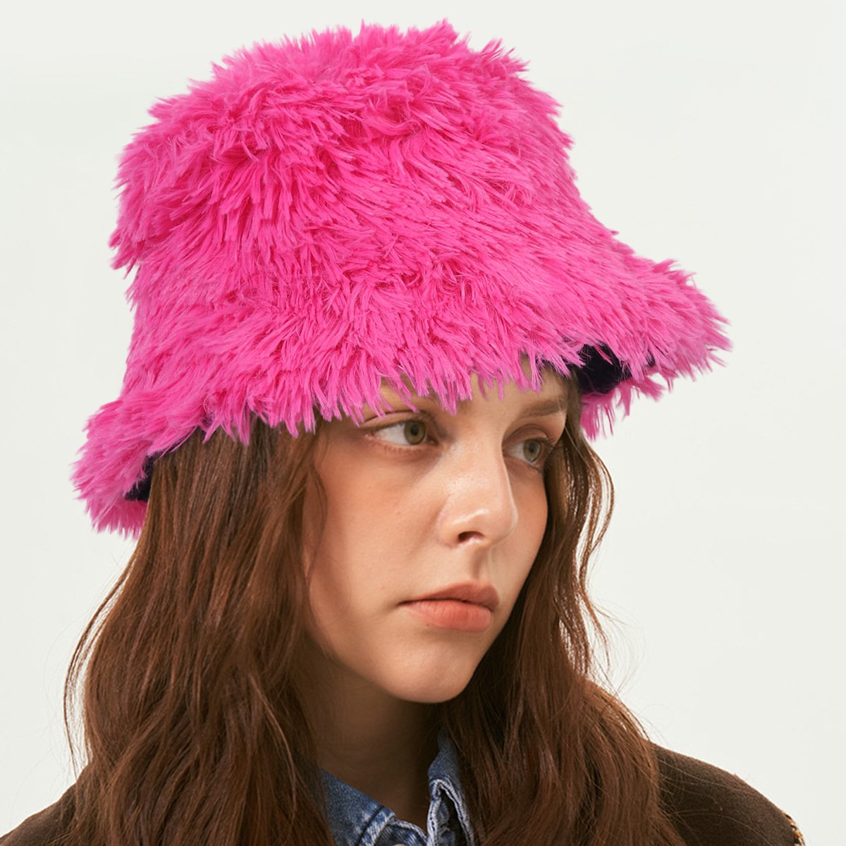 Warm Ear Protection Long Hair Bucket Hat for Women
