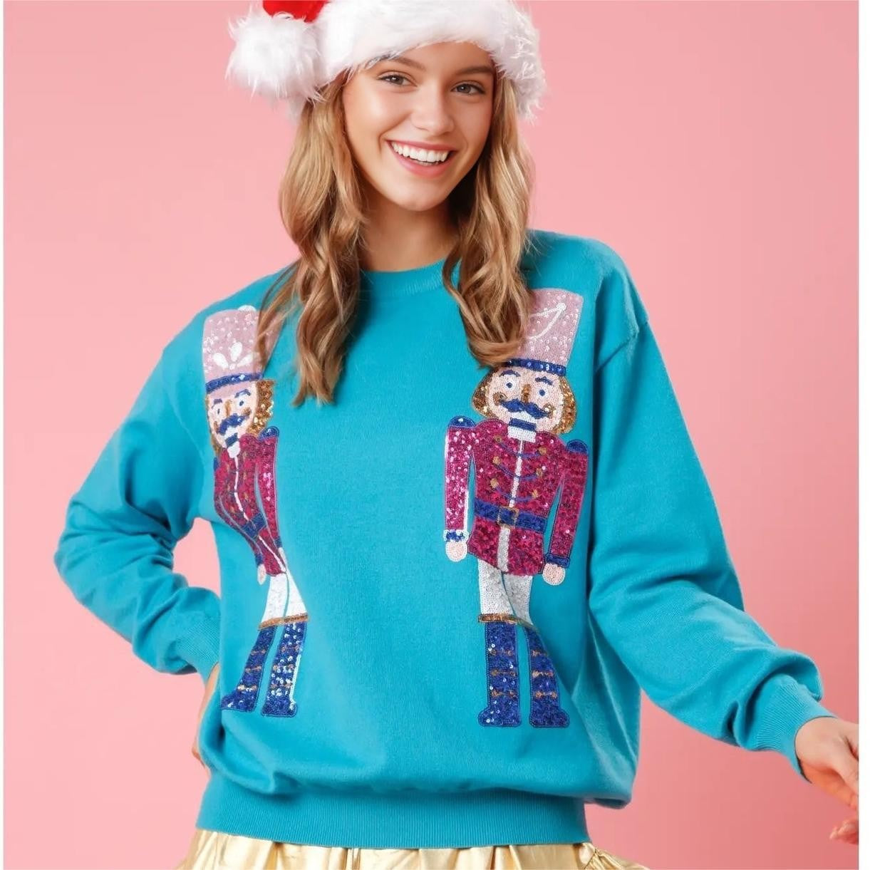 Women's Festive Sequined Christmas Loose Sweater