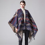 Warm Geo Shawl Cape