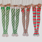 Christmas Plush Doll Knee Socks Bow Stockings for Women
