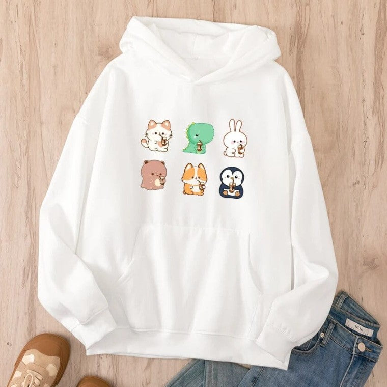 Boba Lovin Friends Graphic Fleece Hoodie