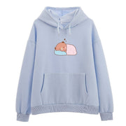 Cute Bear Print Korean Style Women's Soft Hoodie