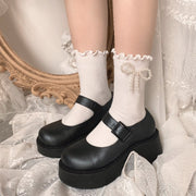 Soft Women's Pearl Bow Short Cotton Socks