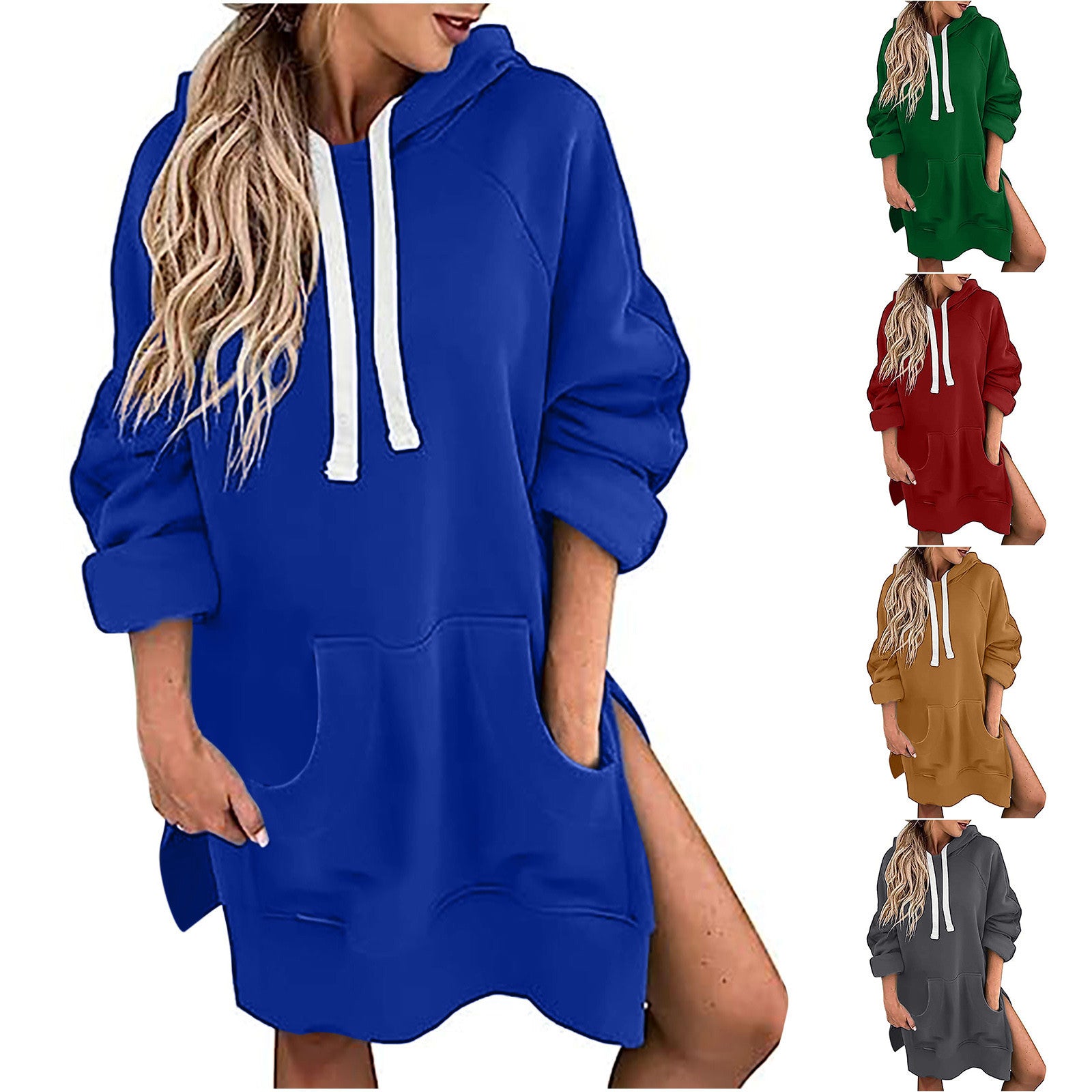 Cozy Drawstring Long Sleeve Women's Solid Casual Sweater
