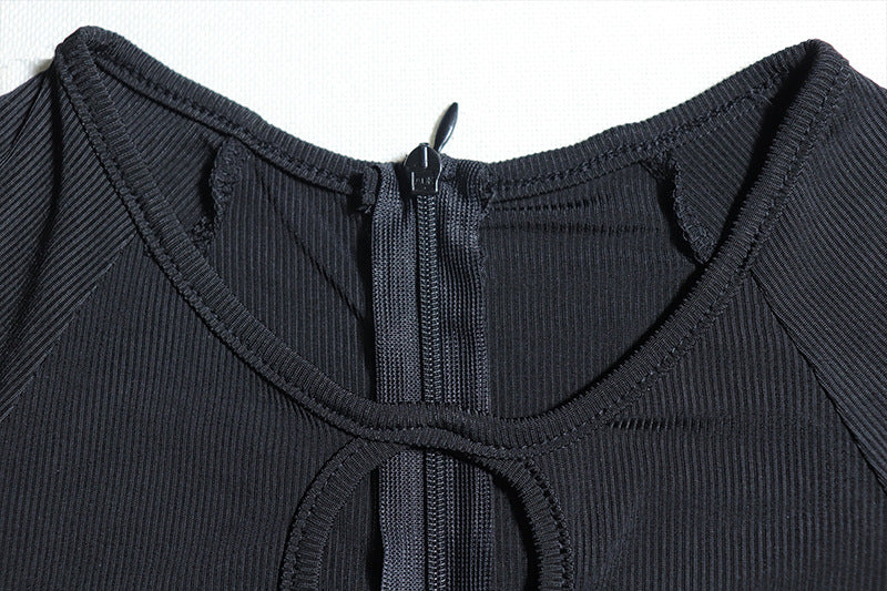 Tight Jumpsuit Solid Color Pullover Long Sleeve One-piece Trousers