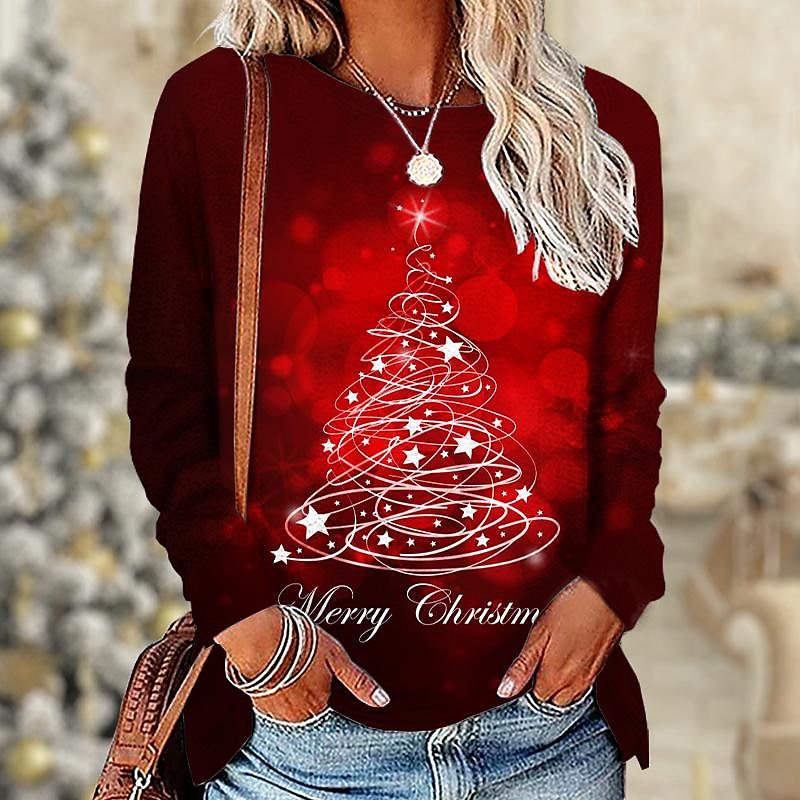 Festive 3D Print Christmas Long Sleeve Sweatshirt
