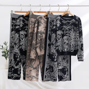 Women's Two-piece Knit Set - Pullover Sweater & High Waist Wide Leg Top
