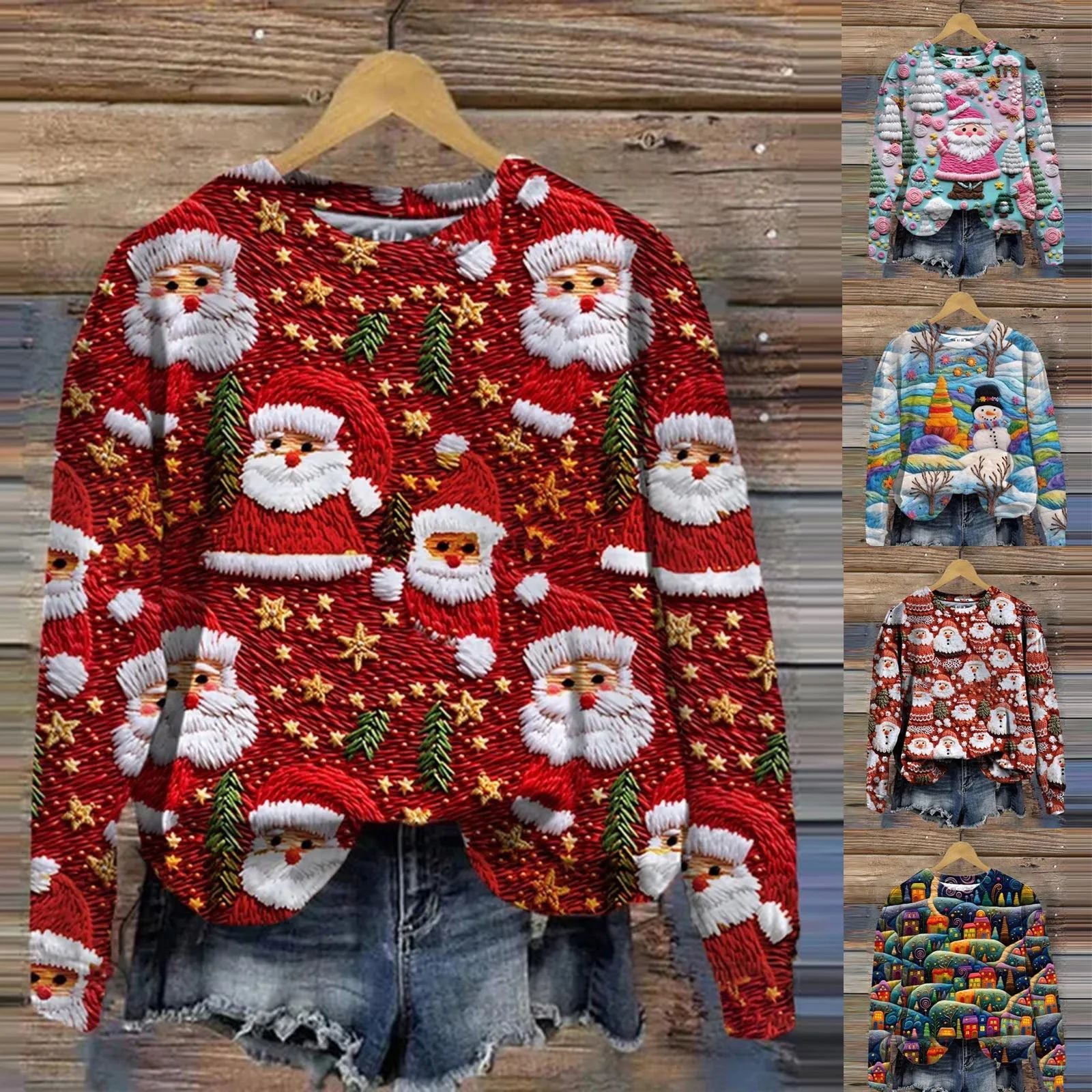 Festive Holiday Print Women's Christmas Sweatshirt