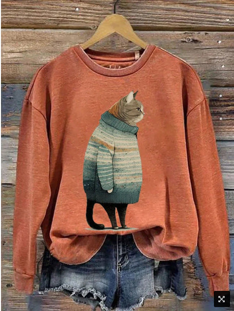 Women's 3D Digital Print Loose Street Fashion Sweatshirt