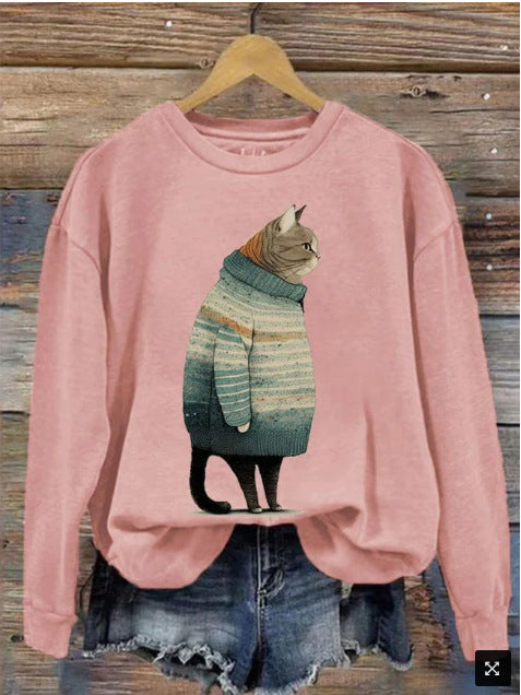 Women's 3D Digital Print Loose Street Fashion Sweatshirt