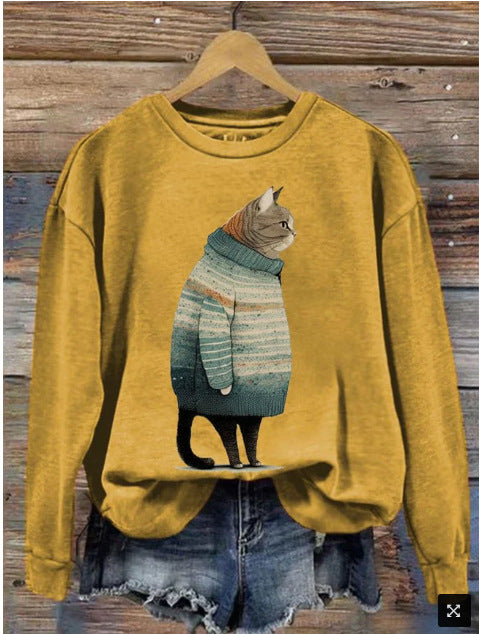 Women's 3D Digital Print Loose Street Fashion Sweatshirt