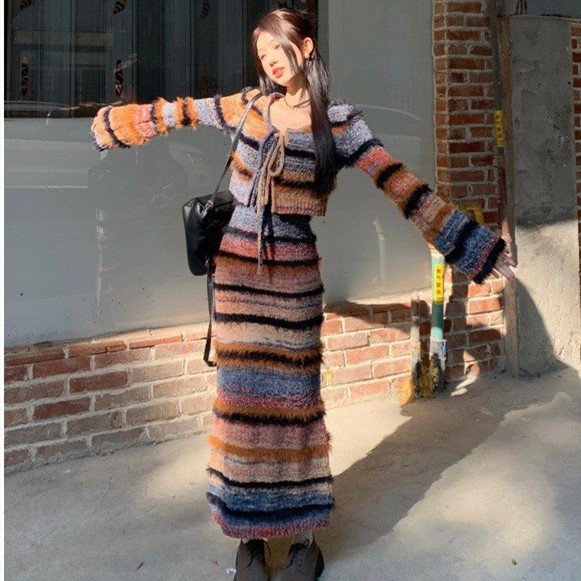 Long Gradient Cardigan Sweater Coat for Women