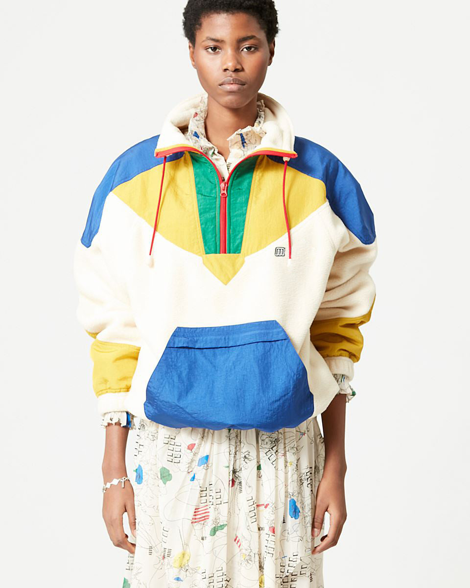 Cozy Colorblock Polar Fleece Zip Sweatshirt