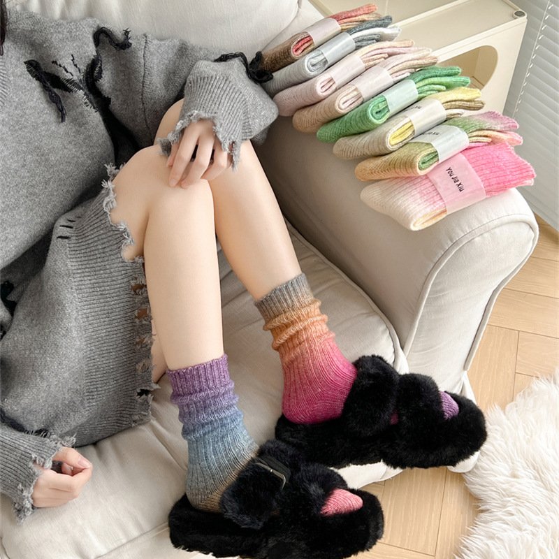 Warm Mid-calf Socks for Women - Gradient Color
