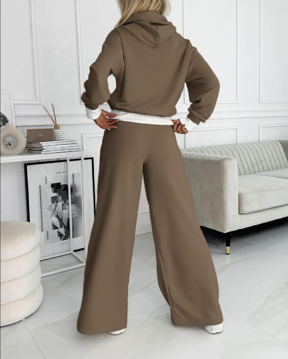 Women's Sporty Casual Hoodie and Pocket Sweatpants Set