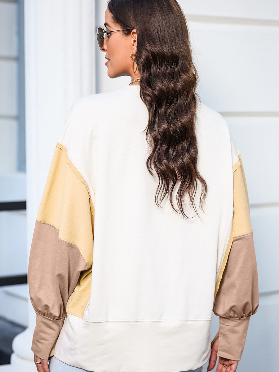 Women's Colorblock Long Sleeve Casual Pullover Sweatshirt