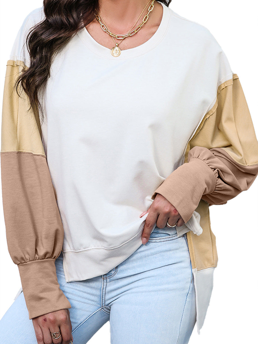 Women's Colorblock Long Sleeve Casual Pullover Sweatshirt