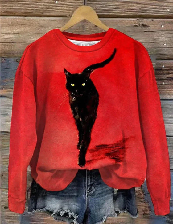 Women's Printed Loose Round Neck Casual Sweater