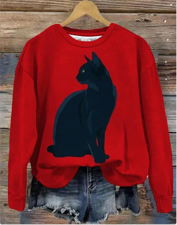 Women's Printed Loose Round Neck Casual Sweater