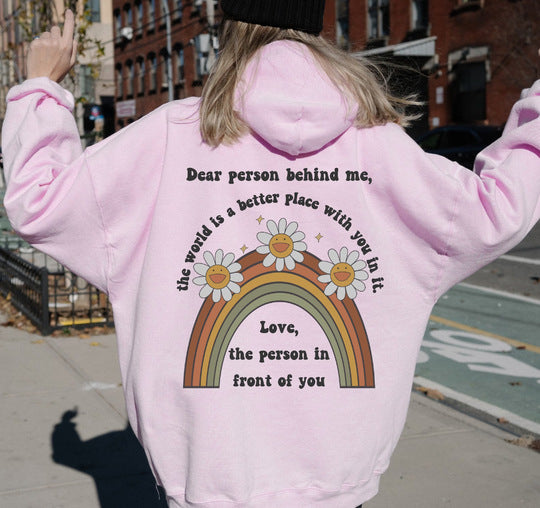 Rainbow Sunflower Drop-Shoulder Hoodie