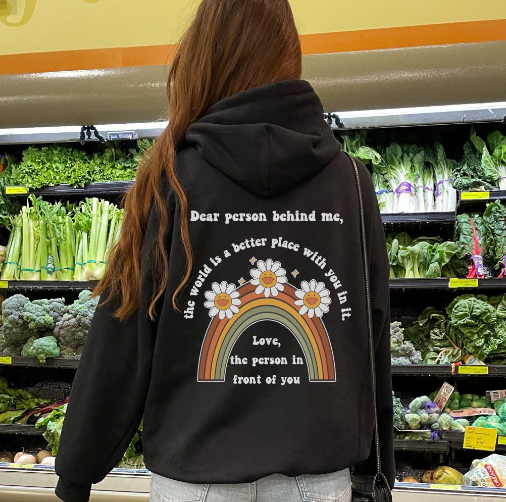 Rainbow Sunflower Drop-Shoulder Hoodie