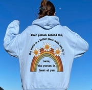 Rainbow Sunflower Drop-Shoulder Hoodie