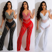Sexy White Black Red See-Through Jumpsuit for Women