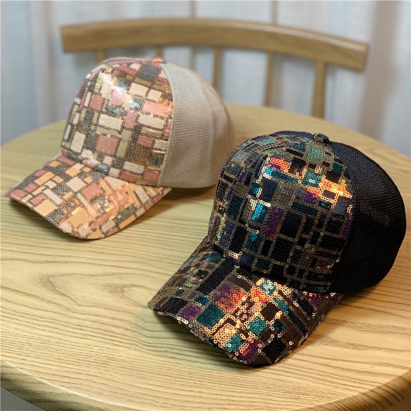 Sequin Breathable Net Baseball Cap for Women