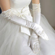 Sun Protection Beaded Satin Wedding Gloves for Women