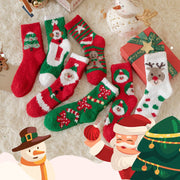 Warm Coral Fleece Christmas Socks for Kids