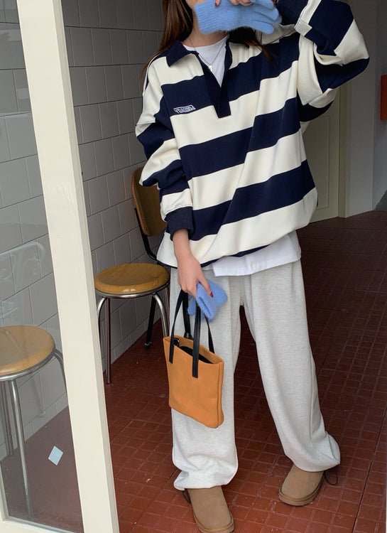 Retro Striped Polo Sweater for Women | Chic Casual Knitwear
