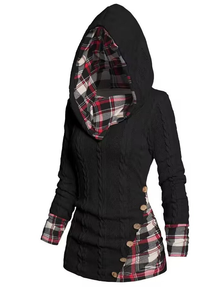 Chic Hooded Geometric Pullover Sweater