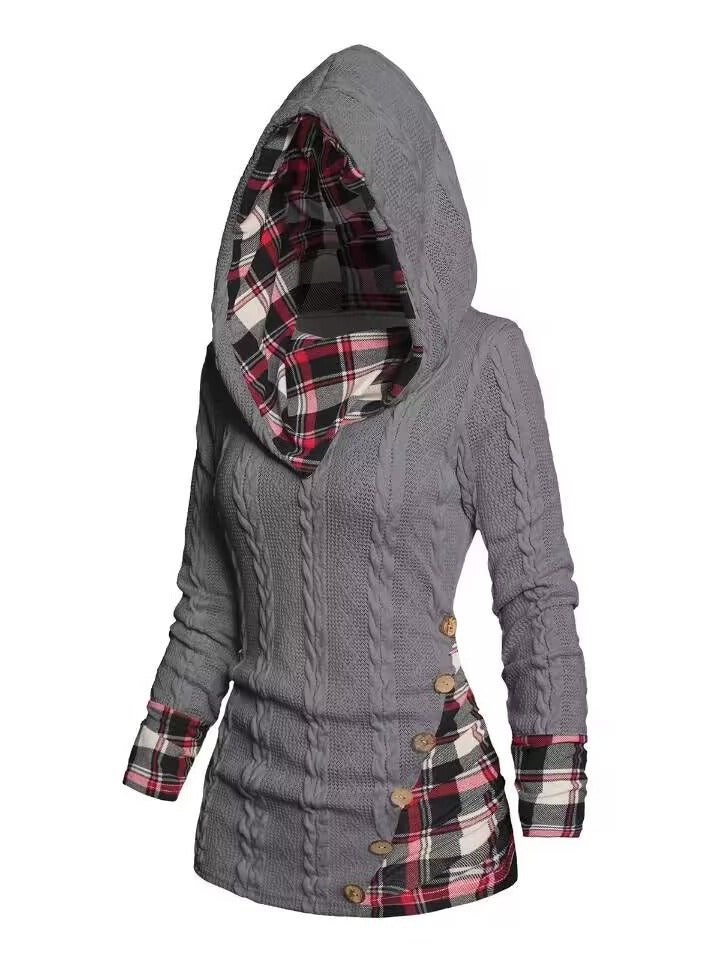 Chic Hooded Geometric Pullover Sweater