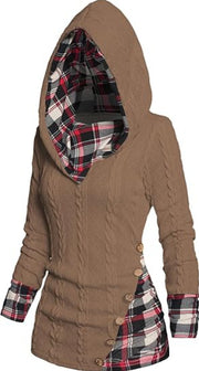 Chic Hooded Geometric Pullover Sweater