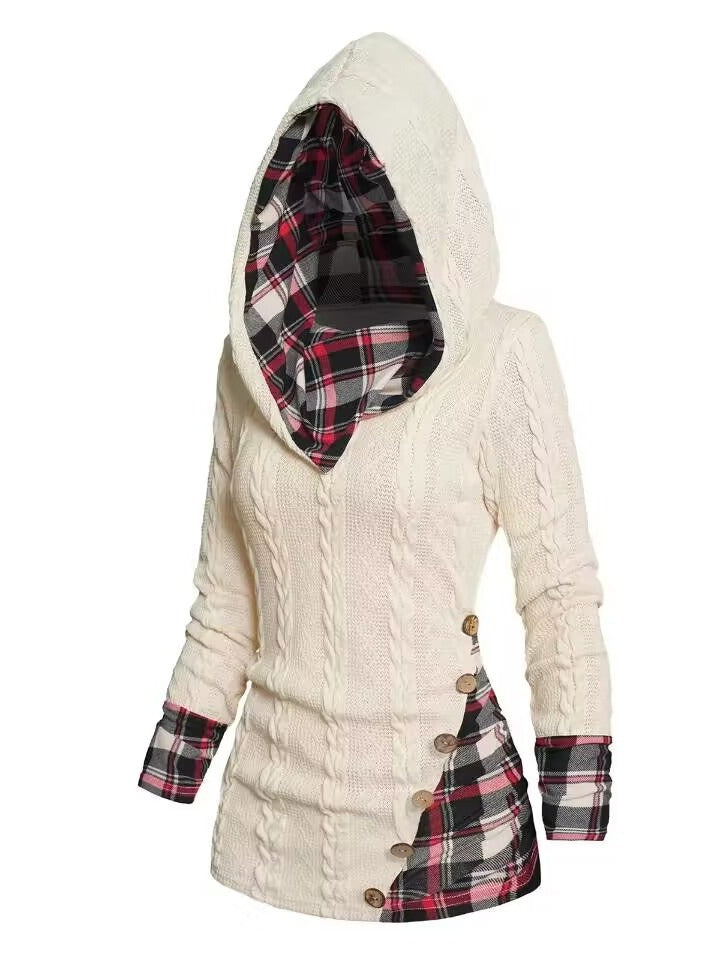 Chic Hooded Geometric Pullover Sweater