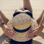 Rose Gold Woven Straw Sun Hat for Women