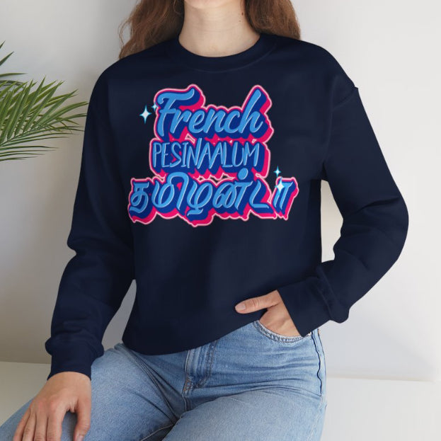Thamizhanda French Letter Print Casual Pullover Sweatshirt