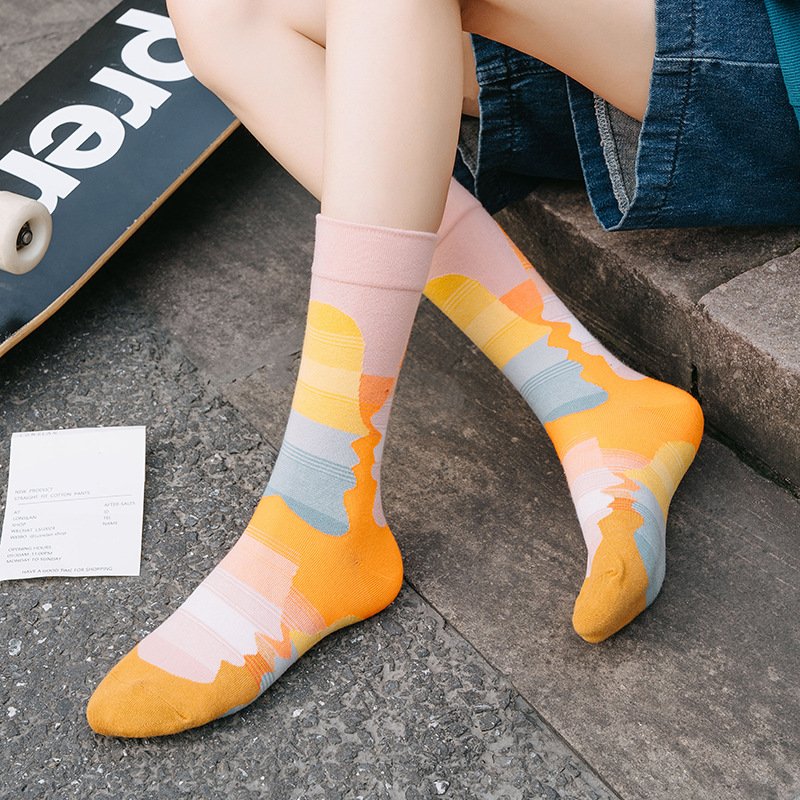 Autumn-Themed Graphic Socks, Personalized Mid-Calf Length