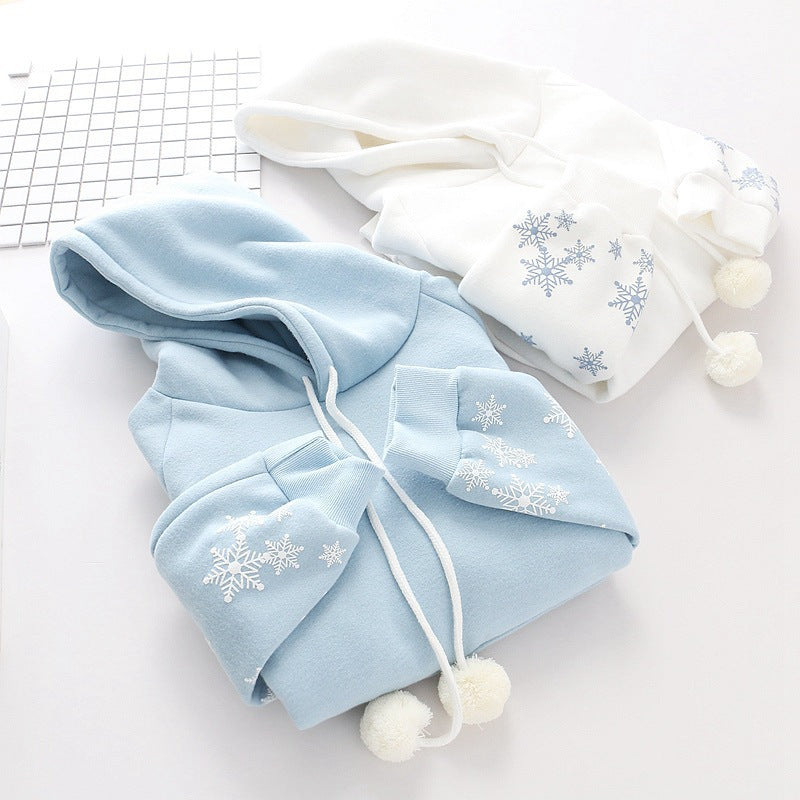 Women's Fleece-Lined Snowflake Embroidered Hoodie
