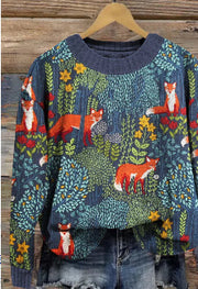 Cozy Animal Print Couple's Casual Round Neck Sweater