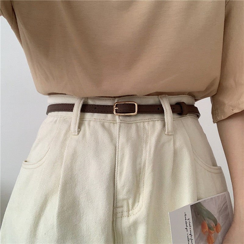Classic Thin Black Belt for Women