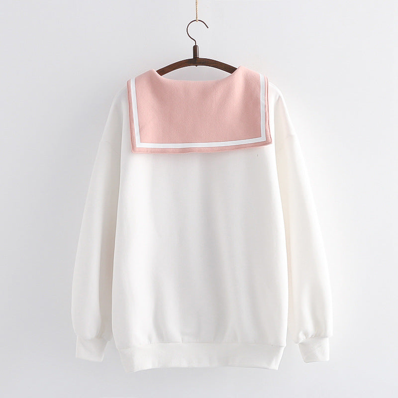 Sweet Rabbit Sailor Bow Brushed Hoodie