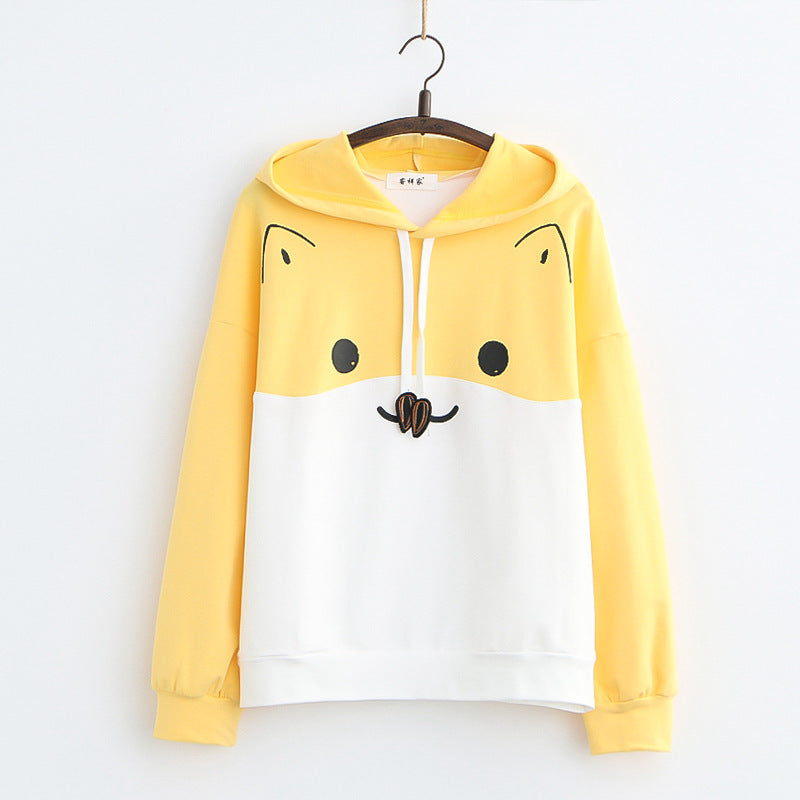 Cute Cat Print Loose Japanese Kawaii Hoodie
