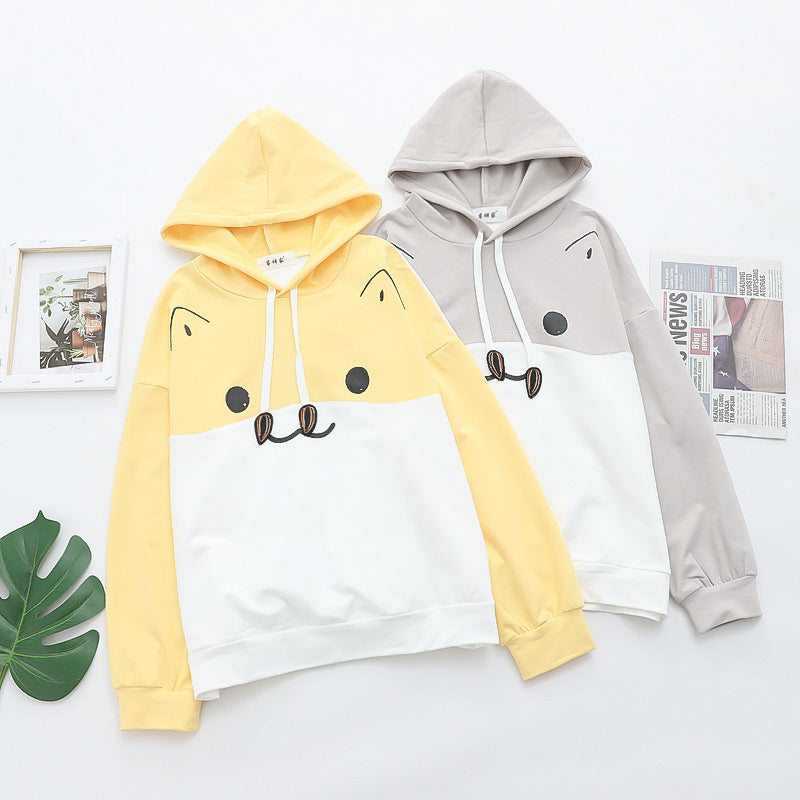 Cute Cat Print Loose Japanese Kawaii Hoodie