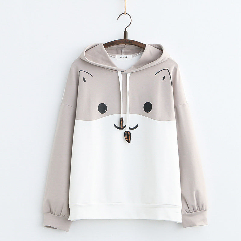 Cute Cat Print Loose Japanese Kawaii Hoodie