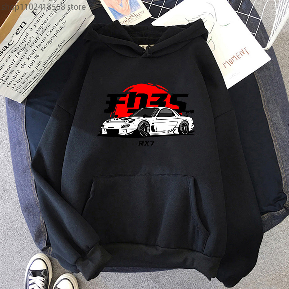 Unisex Graphic Car Print Casual Cotton Hoodie