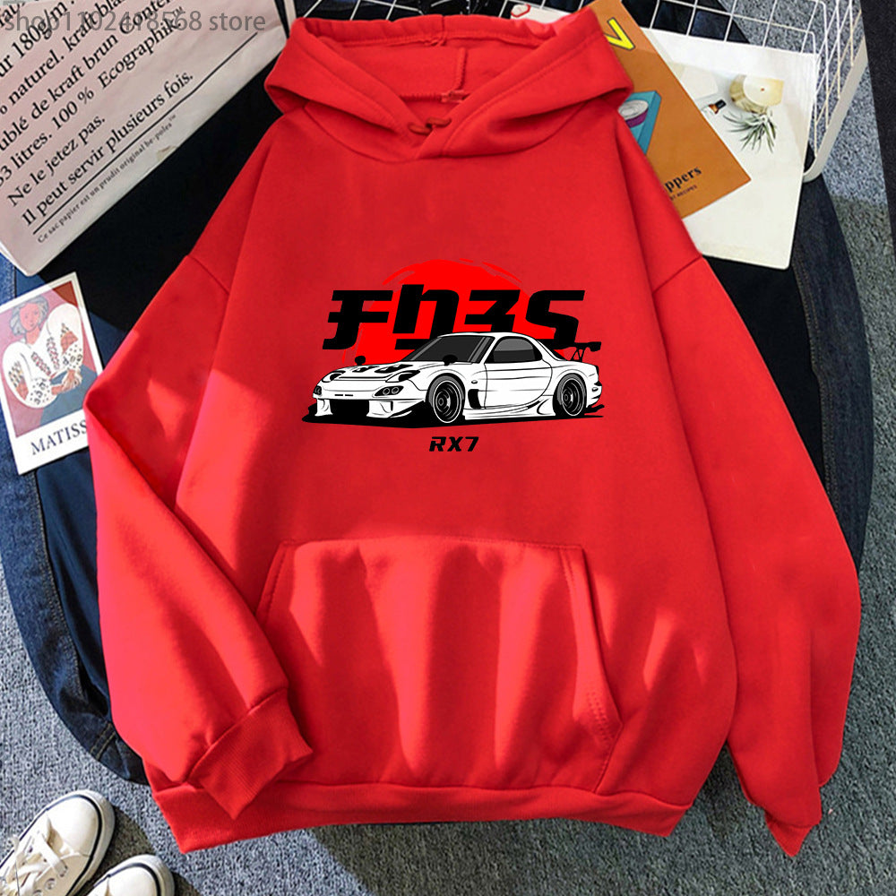 Unisex Graphic Car Print Casual Cotton Hoodie